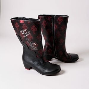 Clamp Art Print Mid-Calf Boots – Black & Red – Women’s (Handmade From Portugal)